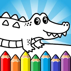 Easy coloring book for kids icon